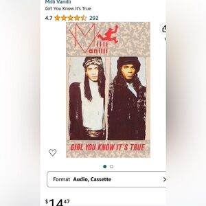 Used out of print Milli vanilli tape cassette hood condition. Absolutely rare.